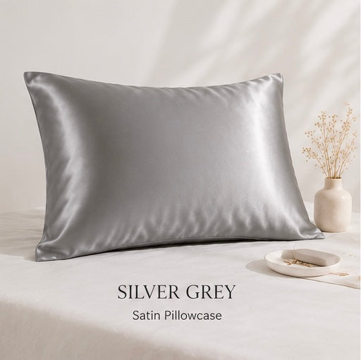 SATIN PILLOW CASE - SILVER GREY