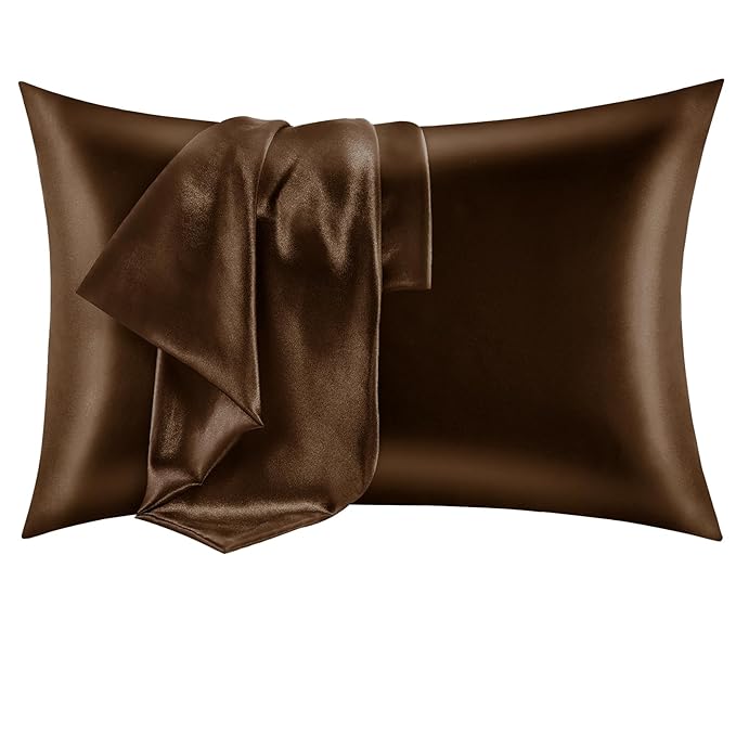 SATIN PILLOW CASE - CHOCOLATE BROWN - (PACK OF 2)